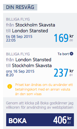 billiga flyg till London