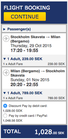 billiga flyg till milano